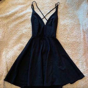 Black backless skater dress
